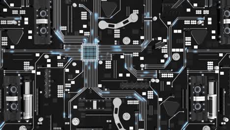Blue Futuristic Motherboard Top Shot Loop 4K