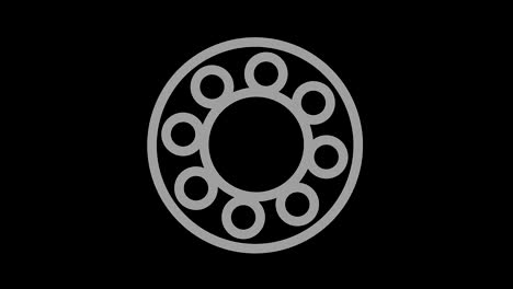 objeto gráfico en blanco y negro con efecto estroboscópico e hipnótico, que gira en el sentido de las agujas del reloj disminuyendo el tamaño de pantalla completa a desaparecer en el centro, en formato de video 16: 9