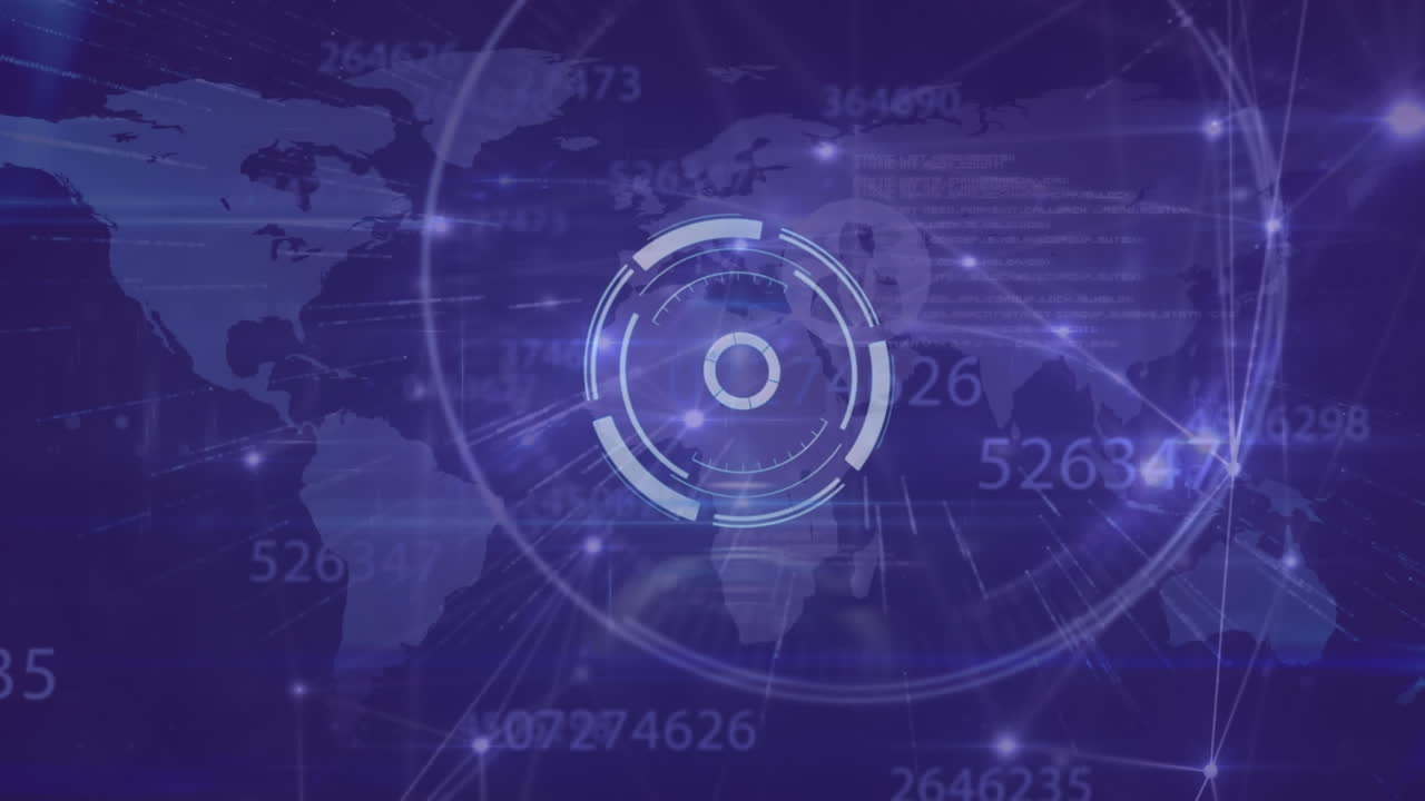 animación de bloqueo seguro sobre la red de conexiones sobre fondo púrpura