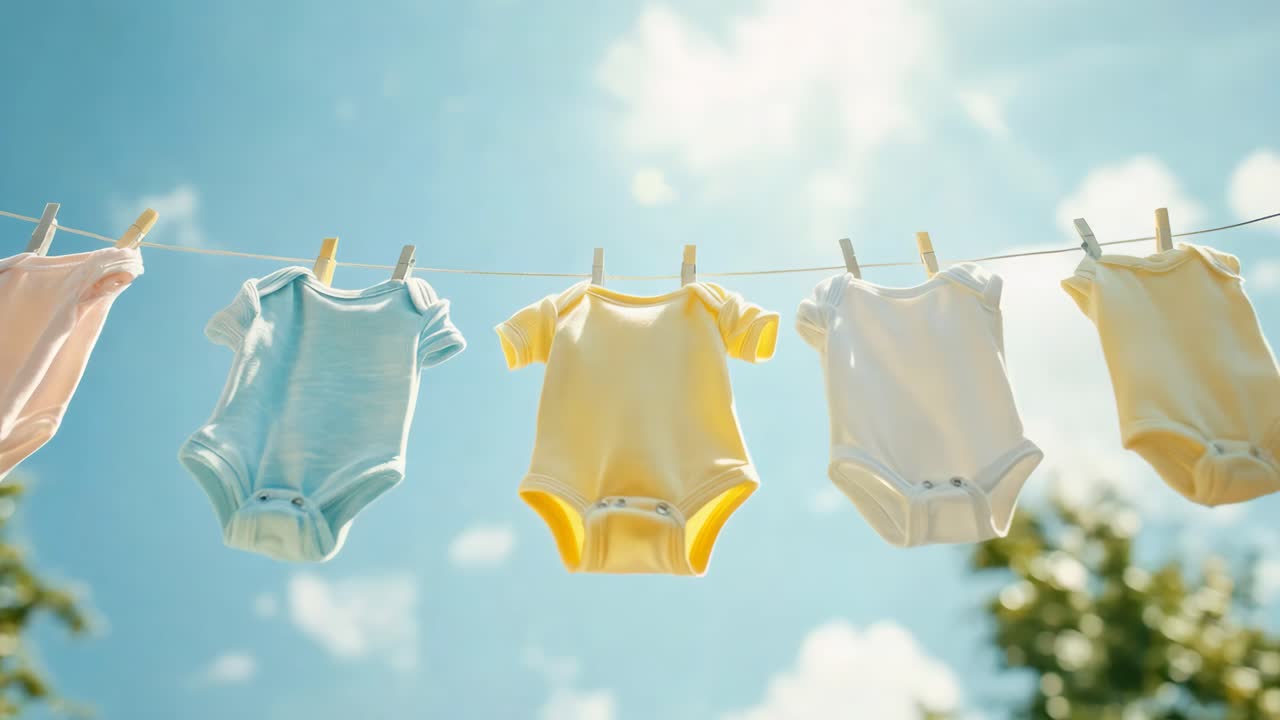 Baby Clothes Drying on a Clothesline