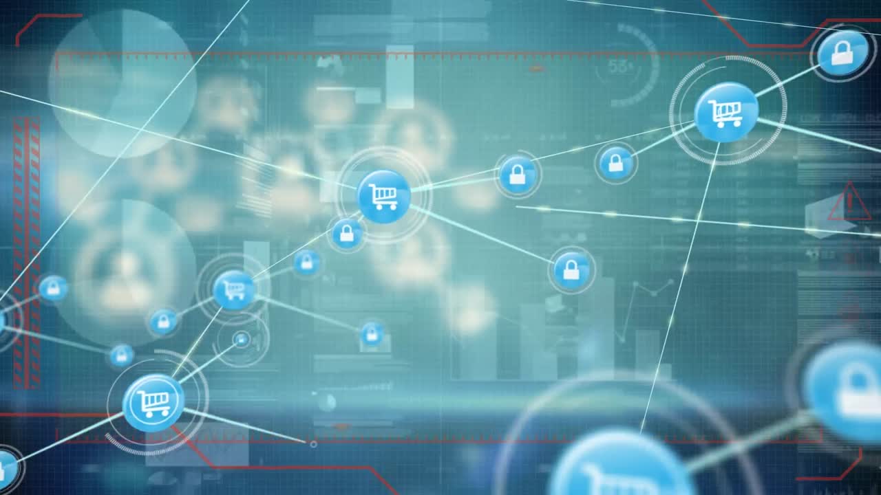 animación de estadísticas, procesamiento de datos y red de conexiones con los iconos de las personas