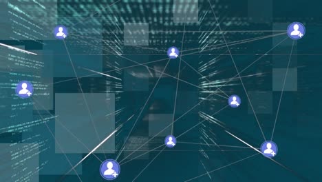 web of connections icons against data processing