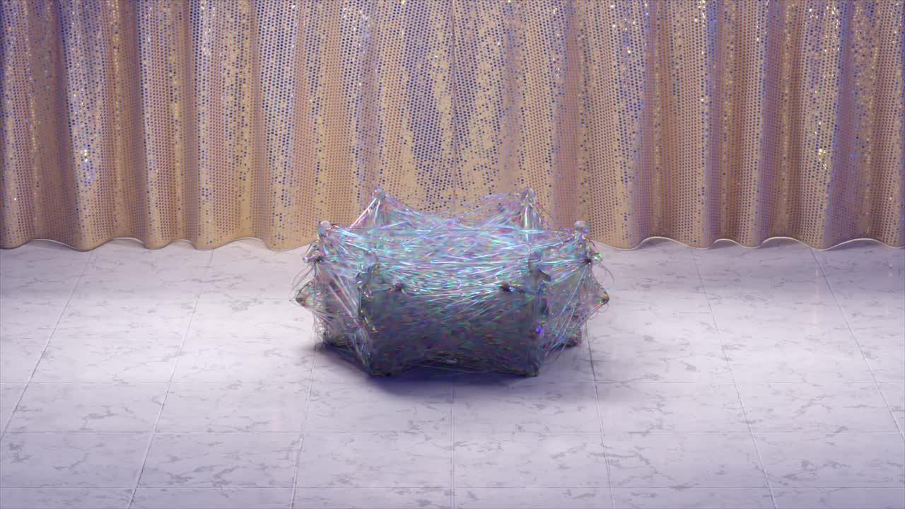 무대에서 추상적인 기하학적 물체