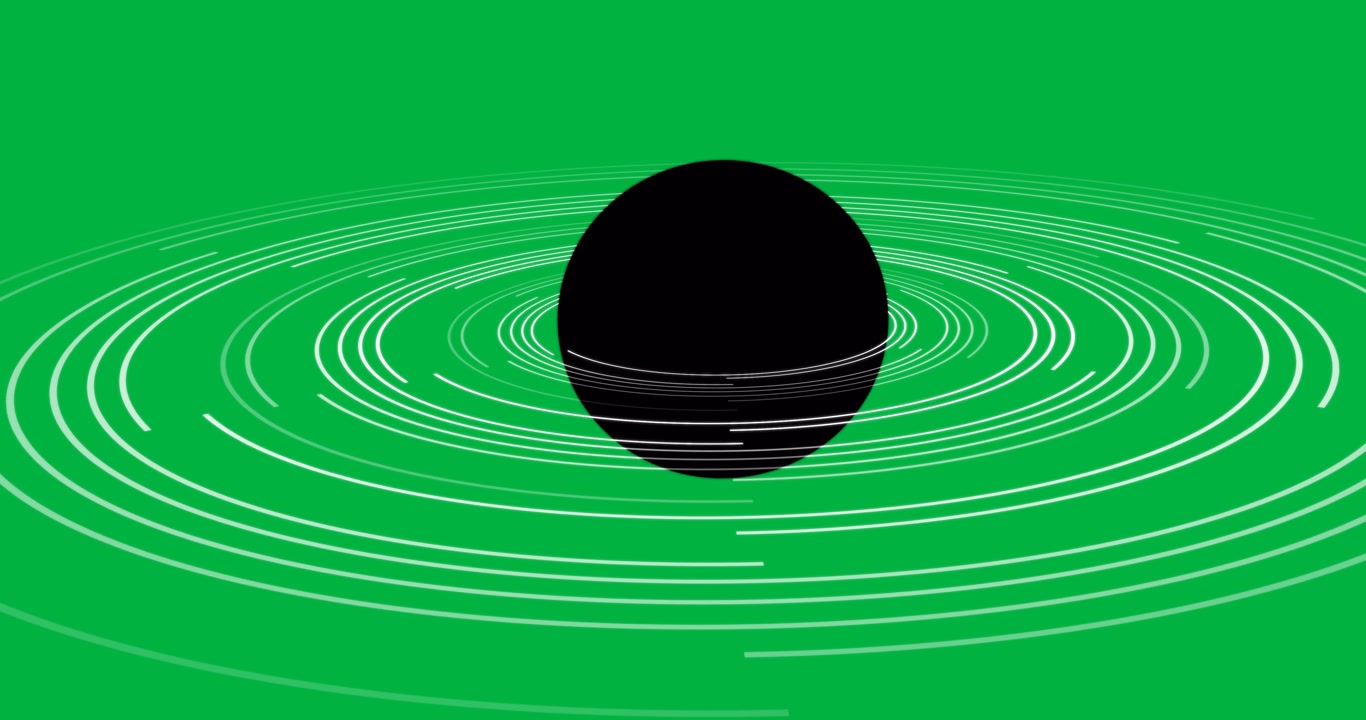 Animasi planet hitam berputar dengan latar belakang transparan