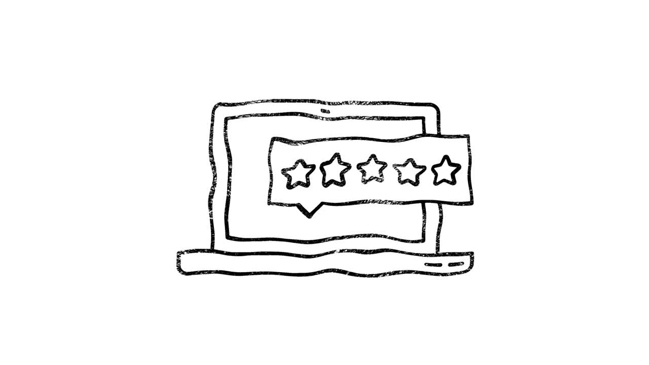 Social media hand draw icon design isolated on dark background. Outline web icon. Motion graphics.