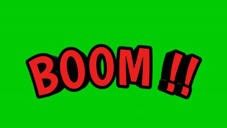 texto de boom rojo animación gráfica de movimiento 3d en pantalla verde