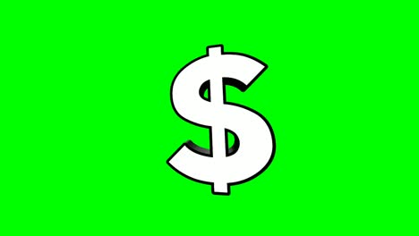 flat cartoon dollar sign pop up animation on green screen