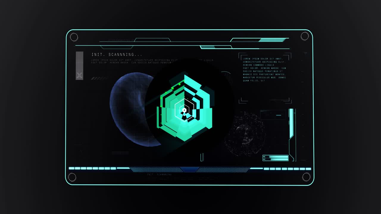 Animation of data processing and scopes on screen