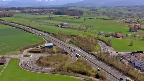 Autopista-A2-Cerca-De-Sempach-En-Suiza-Por-Aire