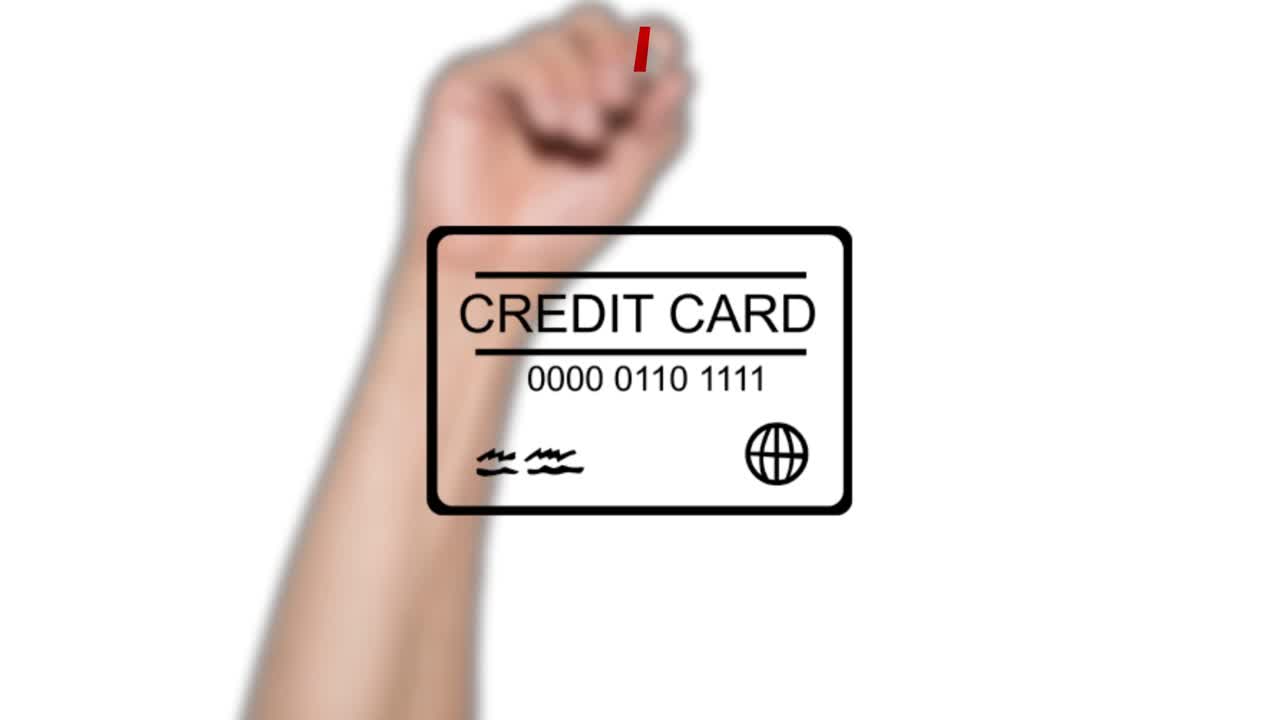 sin señal de tarjeta de crédito dibujada a mano detrás del cristal