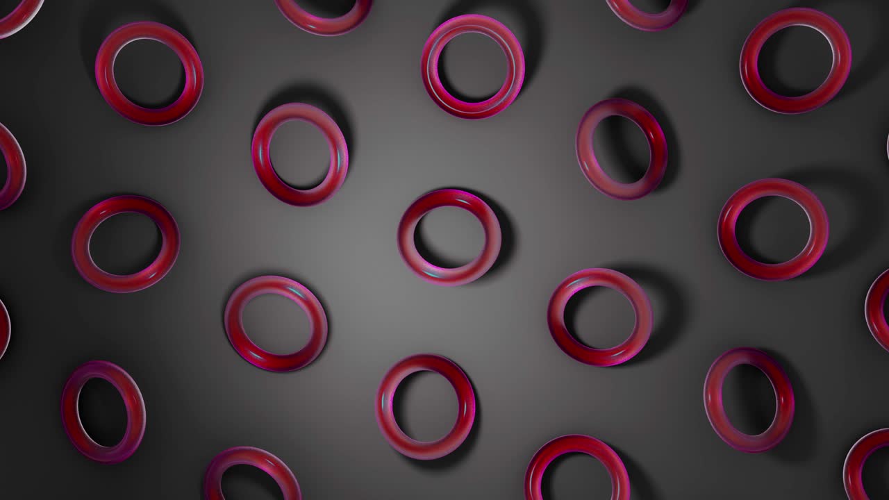 torus de vidrio rojo 3d girando en una superficie oscura. animación de bucle sin costuras 4k abstracta y creativa.