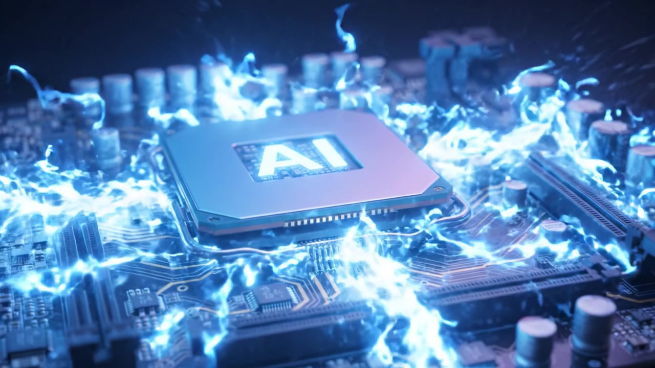 Close-Up Views of an Advanced AI Processor and Motherboard, Showcasing Cutting-Edge Technology in Computing Architecture for Artificial Intelligence Systems