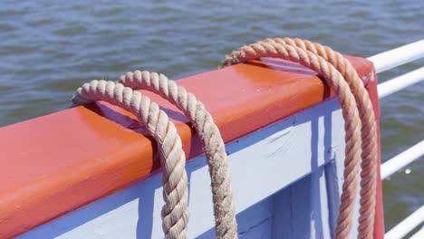 untied ship rope close-up slowmotion