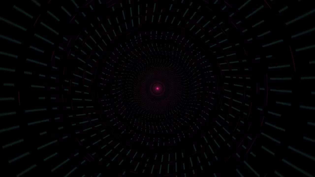 Abstract Digital Tunnel with Glowing Magenta and Green Lines