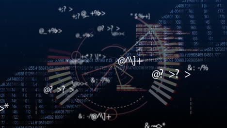 animación del procesamiento de datos con escaneo de alcance sobre cadena de adn sobre fondo negro.