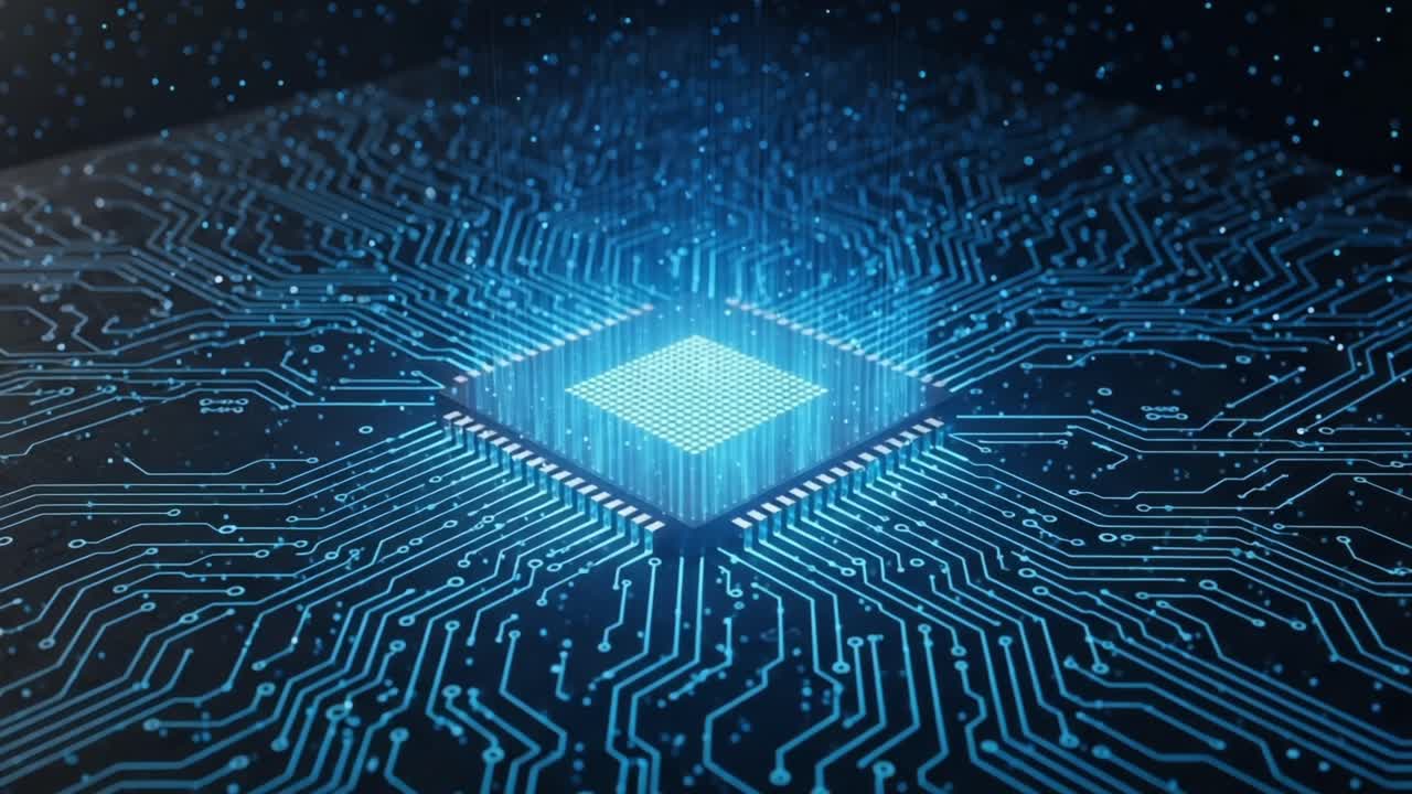 A Glowing Microprocessor Surrounded by Intricate Circuit Patterns, Representing Advanced Technology and Digital Connectivity in Modern Electronics