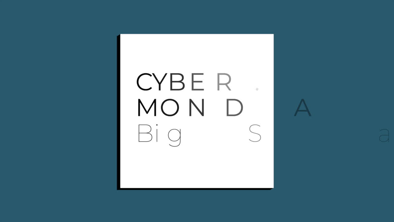 Cyber Monday and Big Sale text in frame on blue modern gradient