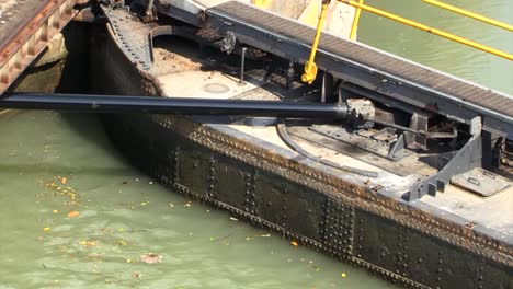 detail of the hydraulic gates of the miraflores locks, panama canal