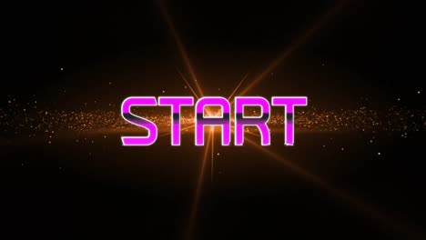 animation of start text over glowing orange light on black background