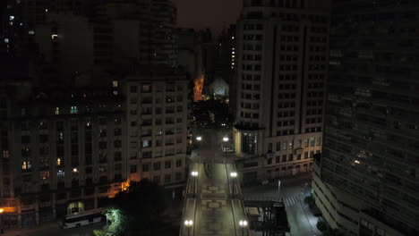 aerial view of santa efigenia viaduct at night with no one in the street, at night, sao paulo downtown, brazil