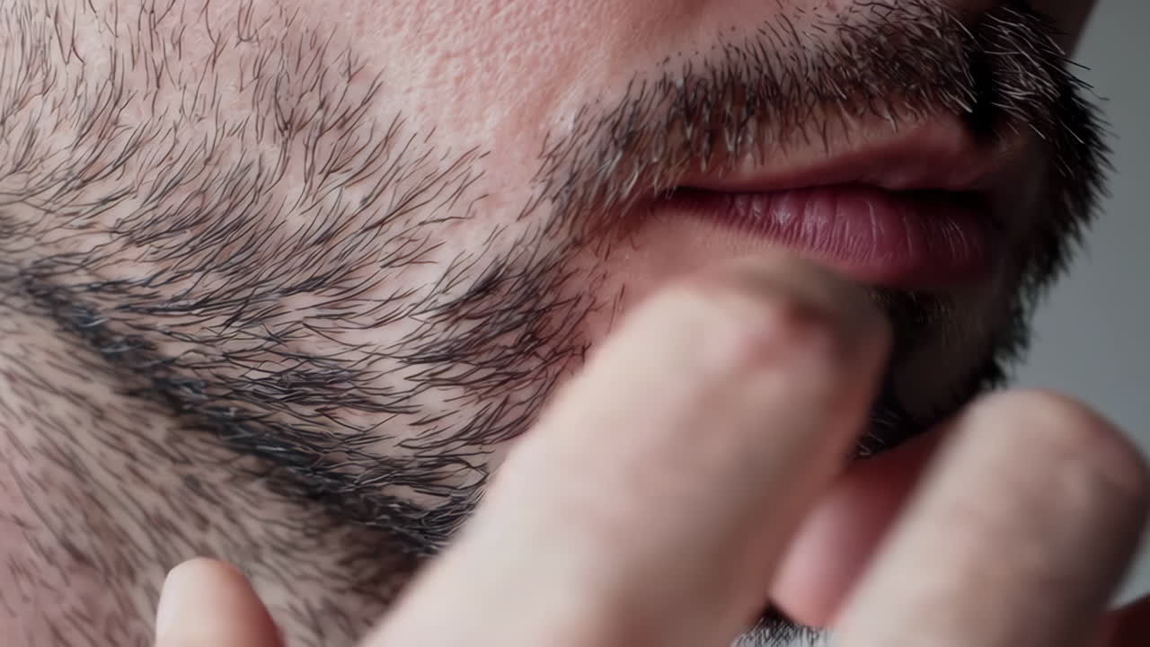 Close-up of a man's beard and face