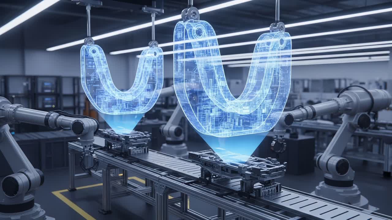 Automated Manufacturing Process Utilizing Robotic Arms for Precision Assembly of Components in a High-Tech Factory Environment