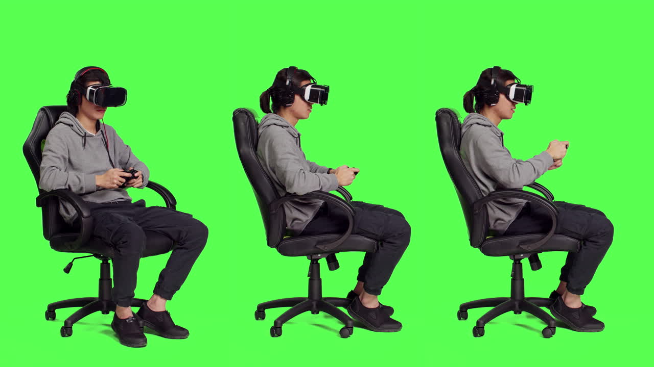 기기 들 과 함께 전화 게임 을 하는 남자