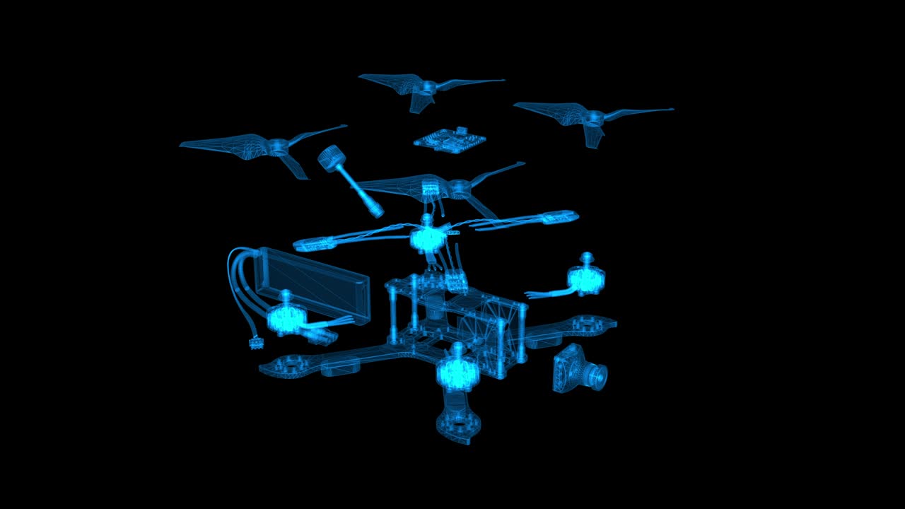 드론 경주 - 검은 바탕에 회전 루프