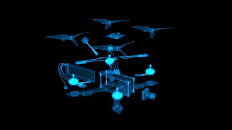 carreras de drones - bucle de rotación en un fondo negro