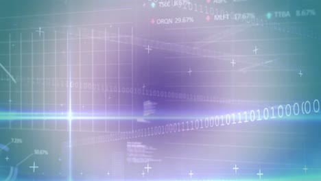 Animation-Von-Handelstafeln,-Grafiken,-Binärcodes-Und-Computersprache-Auf-Abstraktem-Hintergrund
