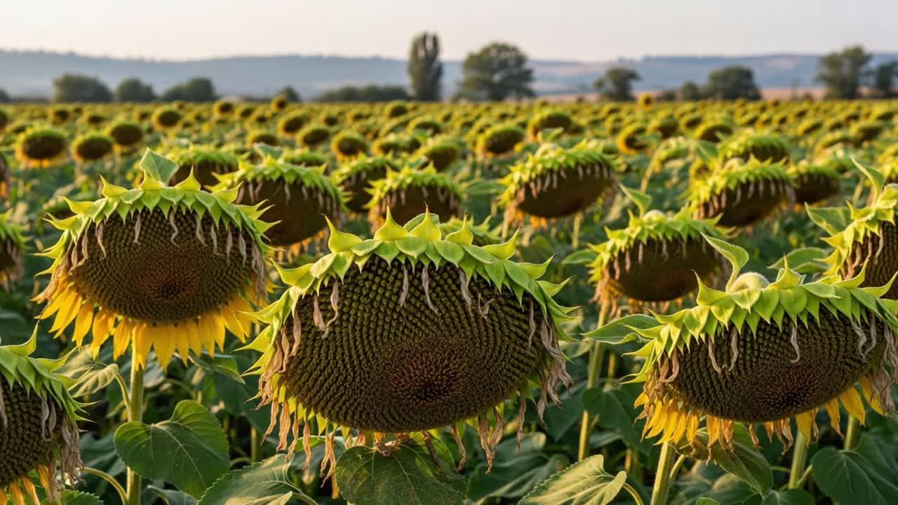 A Beautiful Field of Sunflowers in Full Bloom, Showcasing Their Bright Yellow Petals and Distinctive Green Center as They Gaze Toward the Sun Under a Clear Blue Sky