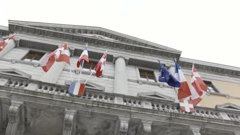 european flags on government building