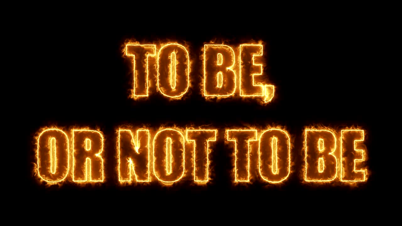 cita de shakespeare - ser o no ser con efecto de quema, renderizado en 3d con fondo generado por computadora