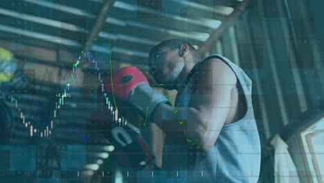 financial data processing against male boxer training