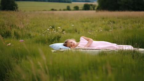 girl sleeping in a field