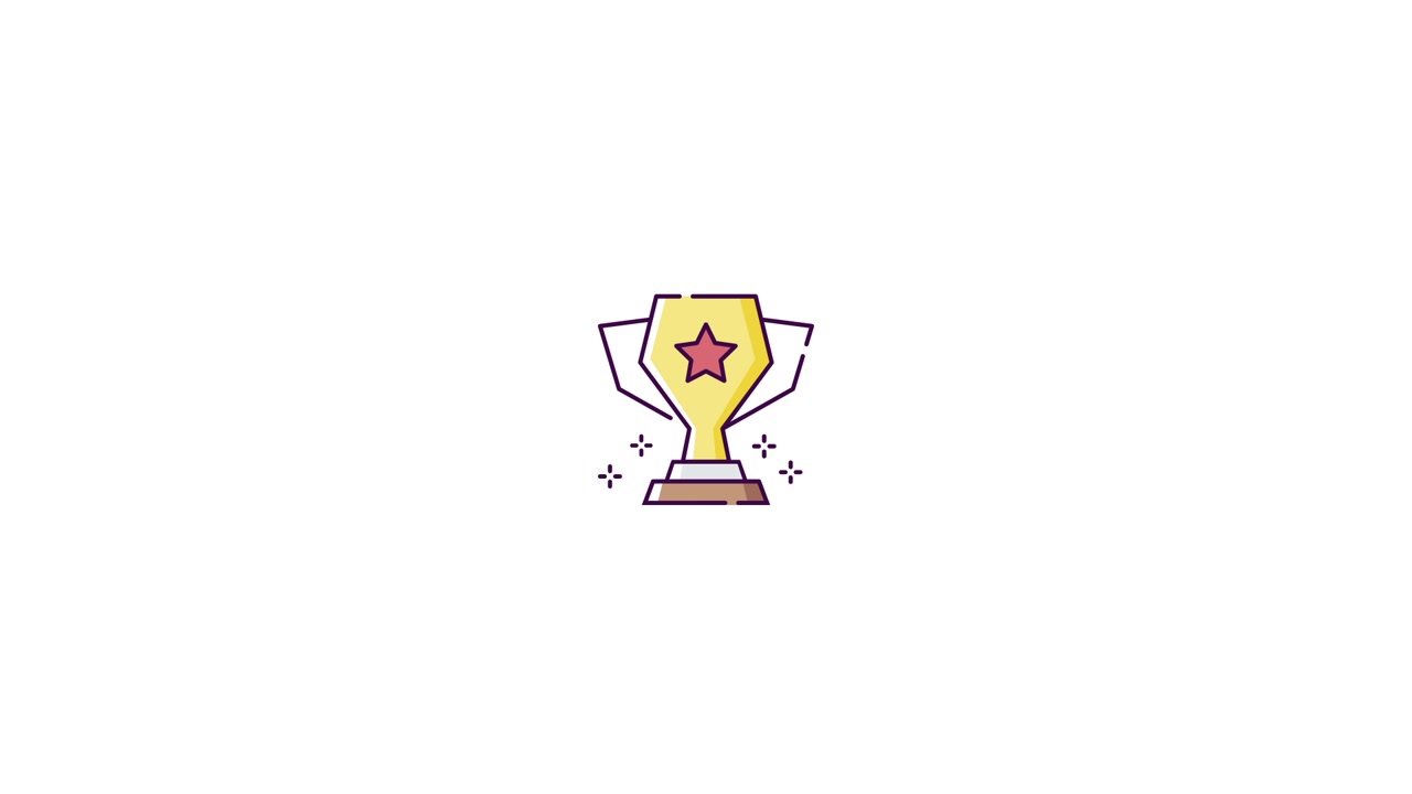 Animated Gold Trophy Icon with Sparkling Effects