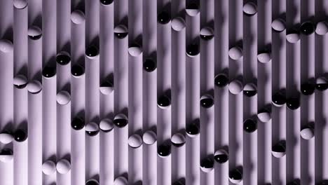 bright colorful background with rolling balls along the paths. plastic ball rolling in geometry deepening. 3d animation of a seamless loop