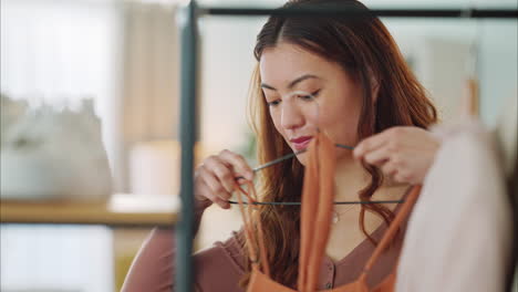 woman shopping for clothes at home