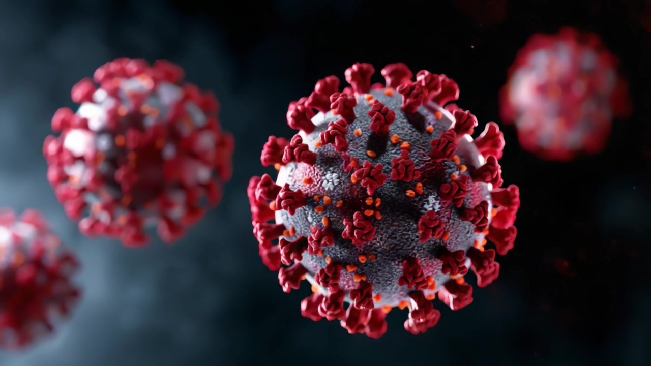 Visualizzazione dettagliata della struttura virale che evidenzia le proteine spike di un virus patogeno, mostrando intricate caratteristiche molecolari e dinamiche di interazione cellulare