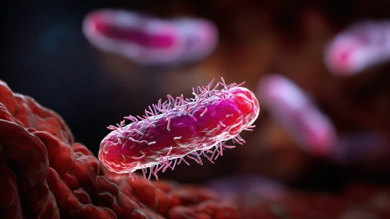 Microscopic View of Bacteria: Detailed Exploration of Prokaryotic Life in Vibrant Colors and Intricate Structures, Showcasing Their Role in Biological Processes
