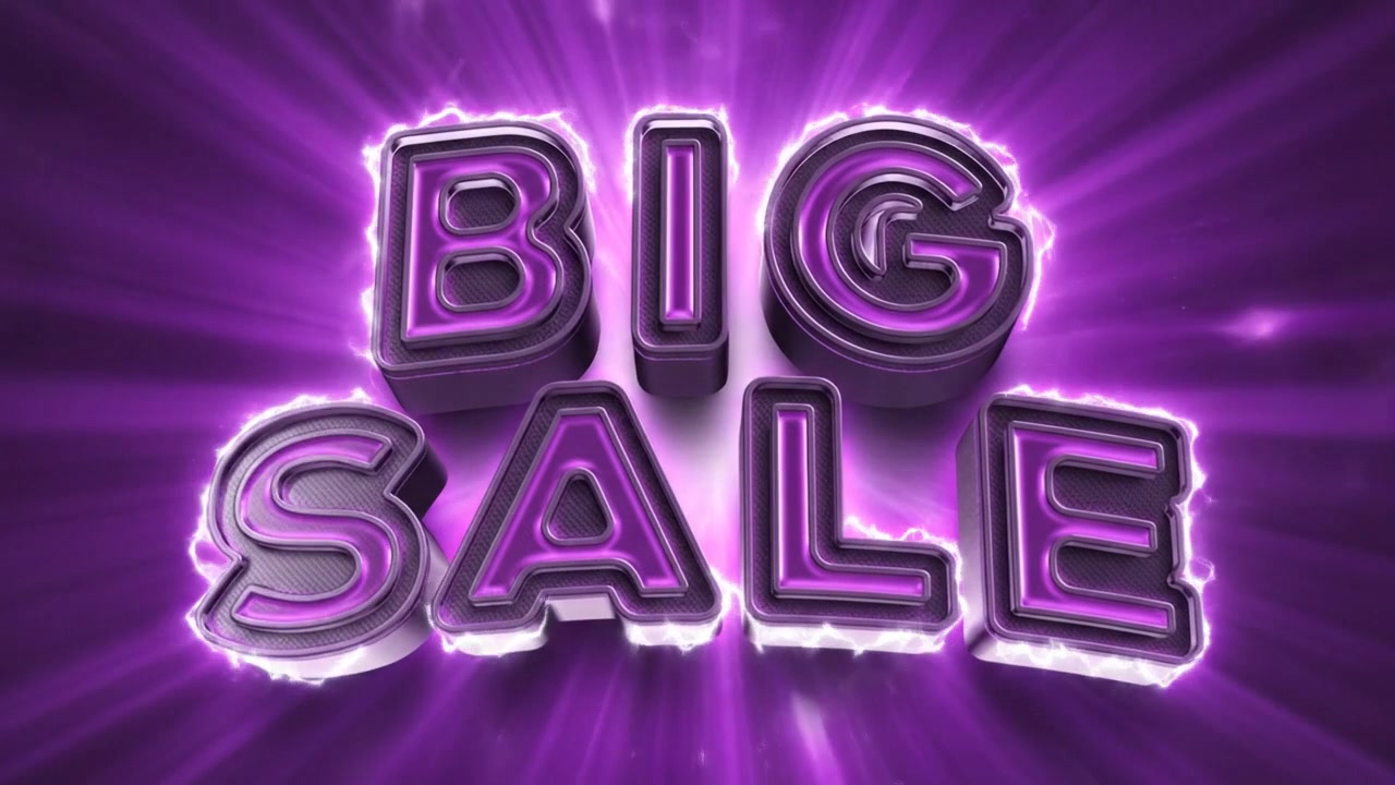 Big Sale Neon Purple 3D Text Animation