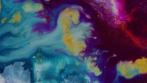 abstract colored liquids mix and flow slowly