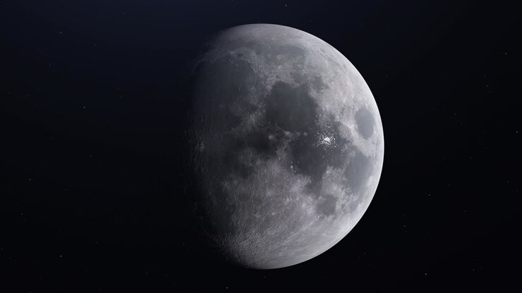 Lua Ultra Realista no Espaço girando e se afastando, estrelas ao fundo - 4K