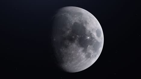 luna ultra realista en el espacio girando y alejándose, estrellas en el fondo - 4k