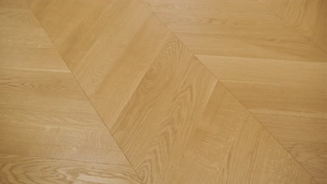 close-up of a herringbone pattern wooden floor with a warm oak finish, showcasing intricate wood grain details