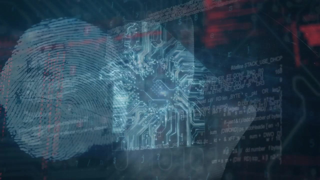 Animation of data processing on screen over binary coding over colourful columns