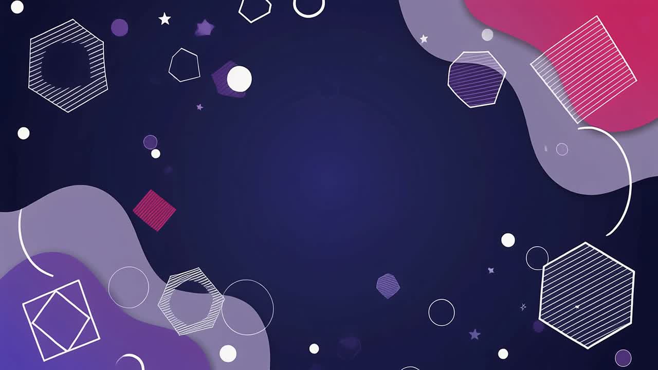 Animated Abstract Background with Geometric Shapes and Liquid Waves
