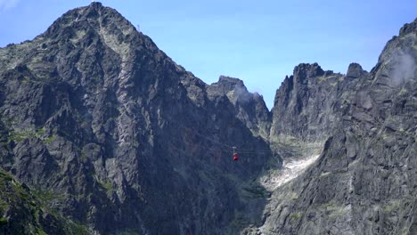 nature landscape shot of high tatra mountains and gondola lift in slovakia