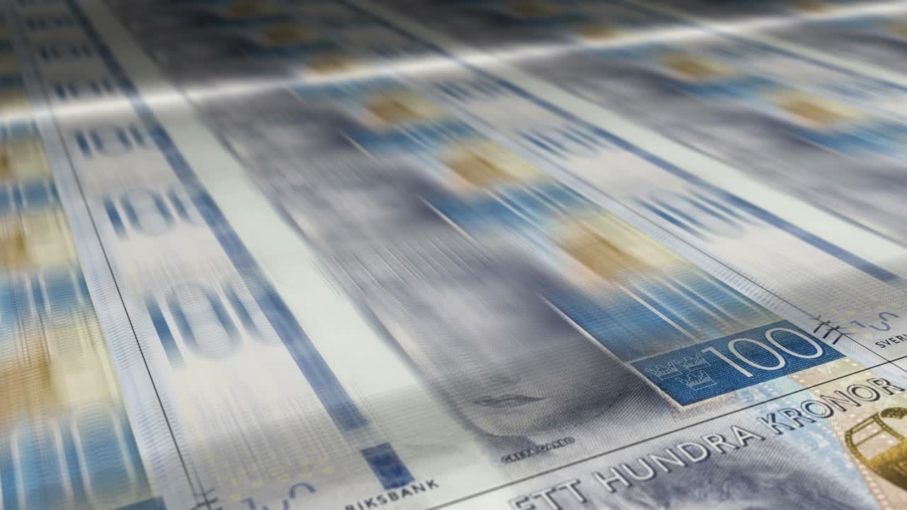 Stampa di banconote di corone svedesi, loop continuo