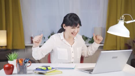 female student with good exam results.